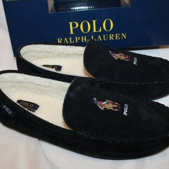 New Ralph Lauren pony bear moccasin slippers black 10, 13-14 Size main image 8